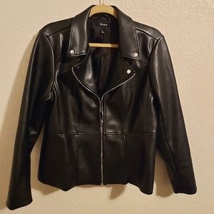 Torrid Size 1 Black Faux (Vegan) Leather Peplum Moto Jacket